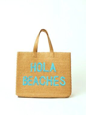 BTB California Hola Beaches Straw Tote - Turquoise